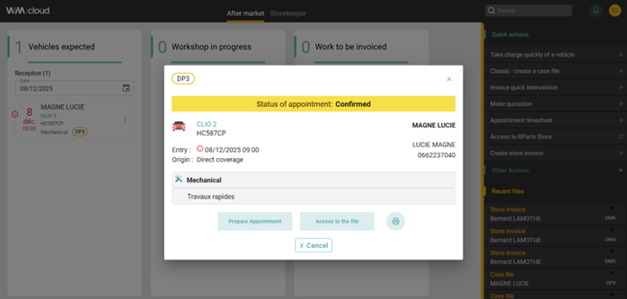 Logiciel planning vehicule garage